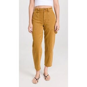 Alex Mill Womens Phoebe Recycled Denim Pant 8 Golden Khaki Utility Sustainable